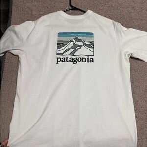Patagonia White Short Sleeve Shirt with Mountain Graphic
